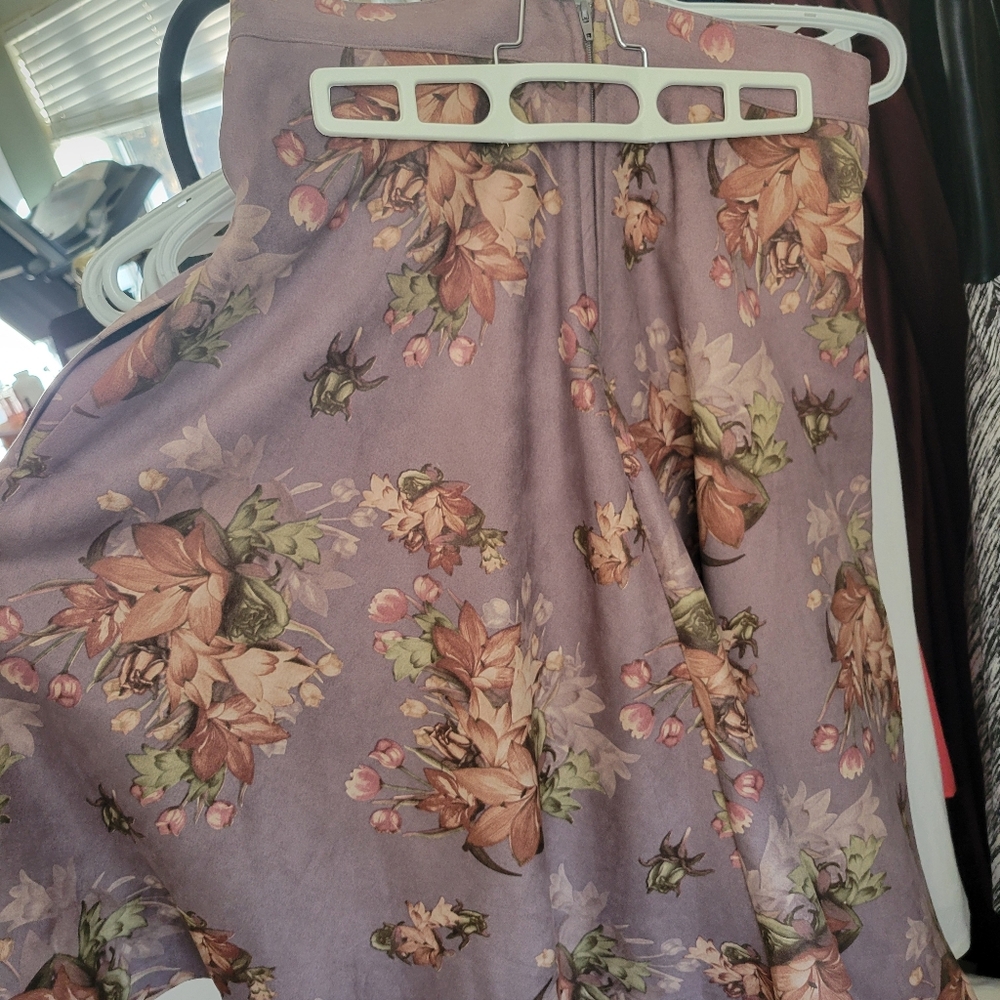 Pink Martini Floral Midi Skirt - Purple And Pink
